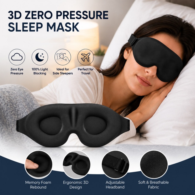 Sleep Eye Mask 3D - Masker Mata Tidur 3D Nyaman, Penahan
